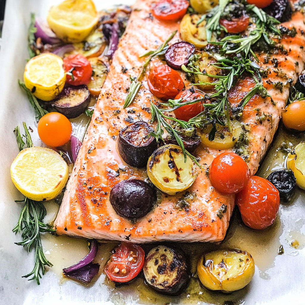 Recipe preparation for Mediterranean salmon