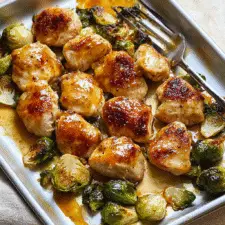 Honey Mustard Sheet Pan Chicken with Brussels Sprouts