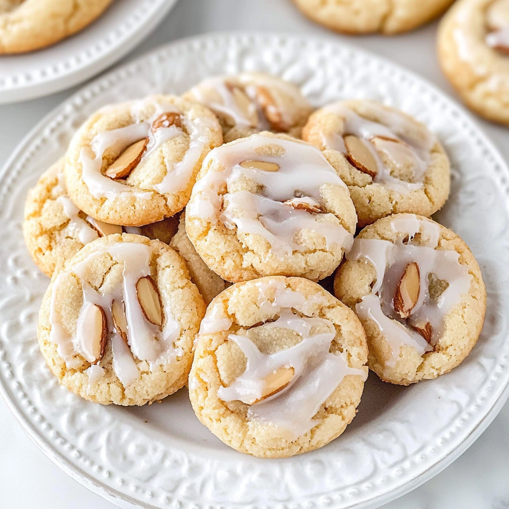 Recipe preparation for glazed almond cookies