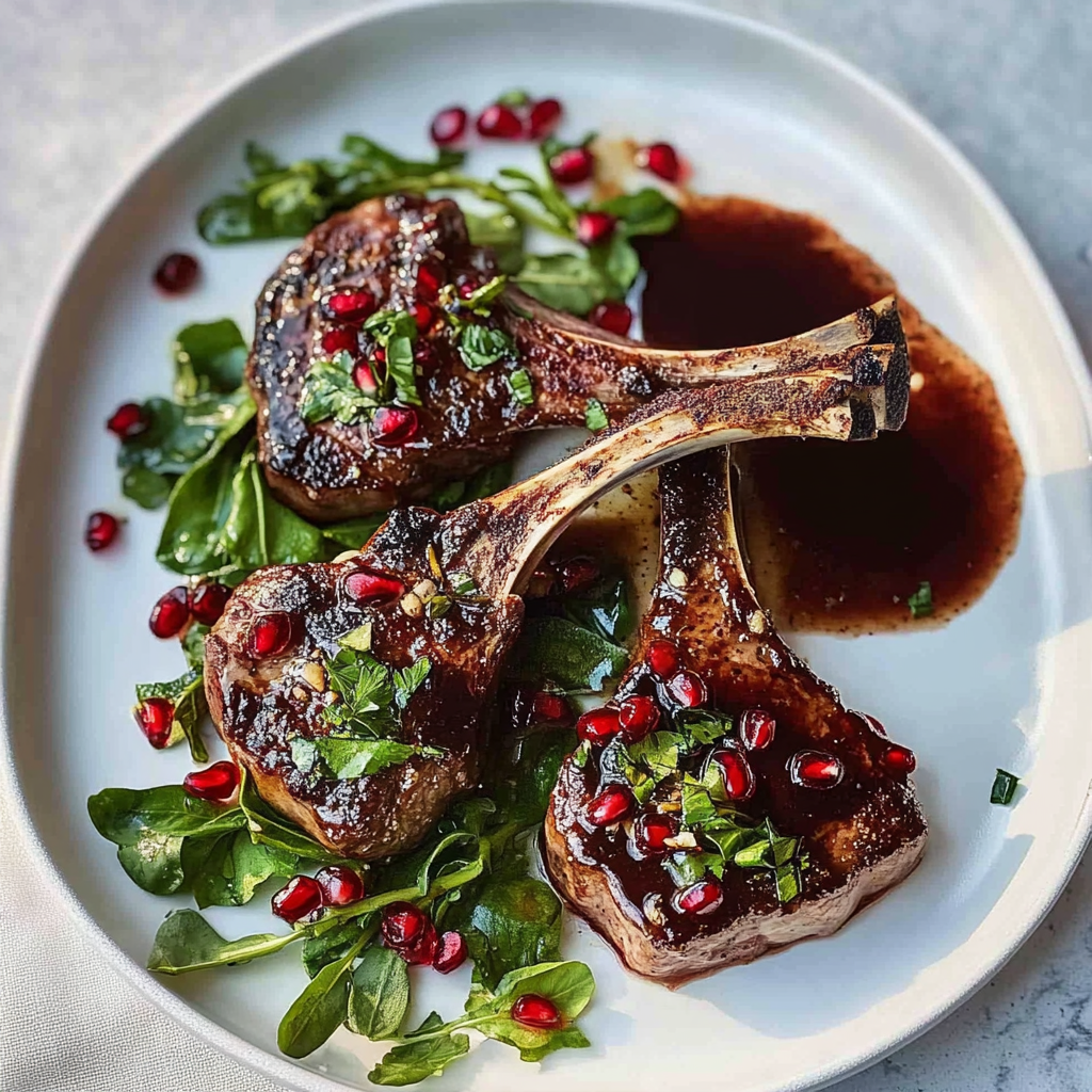 Recipe preparation for Sheet Pan Christmas Spiced Lamb Chops with Pomegranate