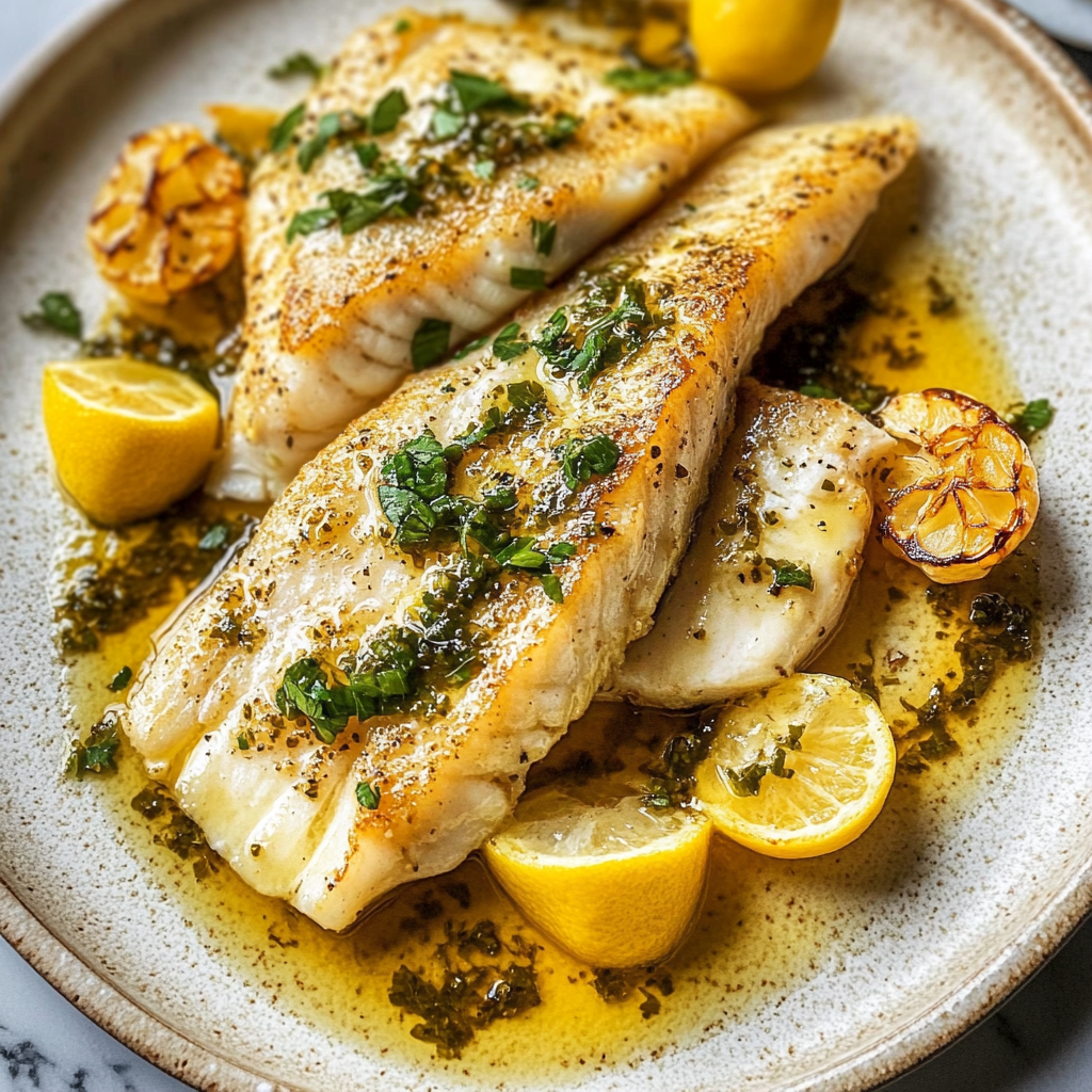 Recipe preparation for 30-Minute Pan-Seared Sea Bass with Prosecco Butter Sauce