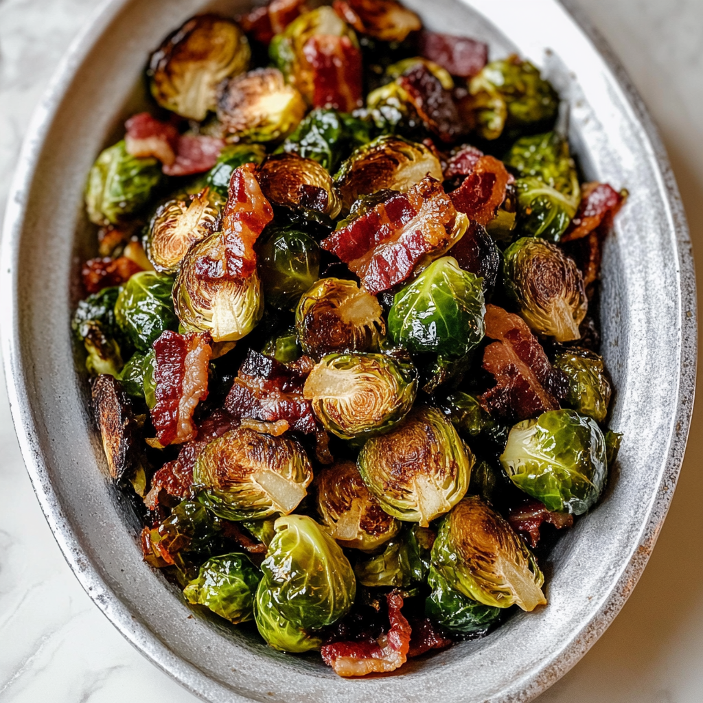 Recipe preparation for Instant Pot Balsamic Glazed Brussels Sprouts with Bacon