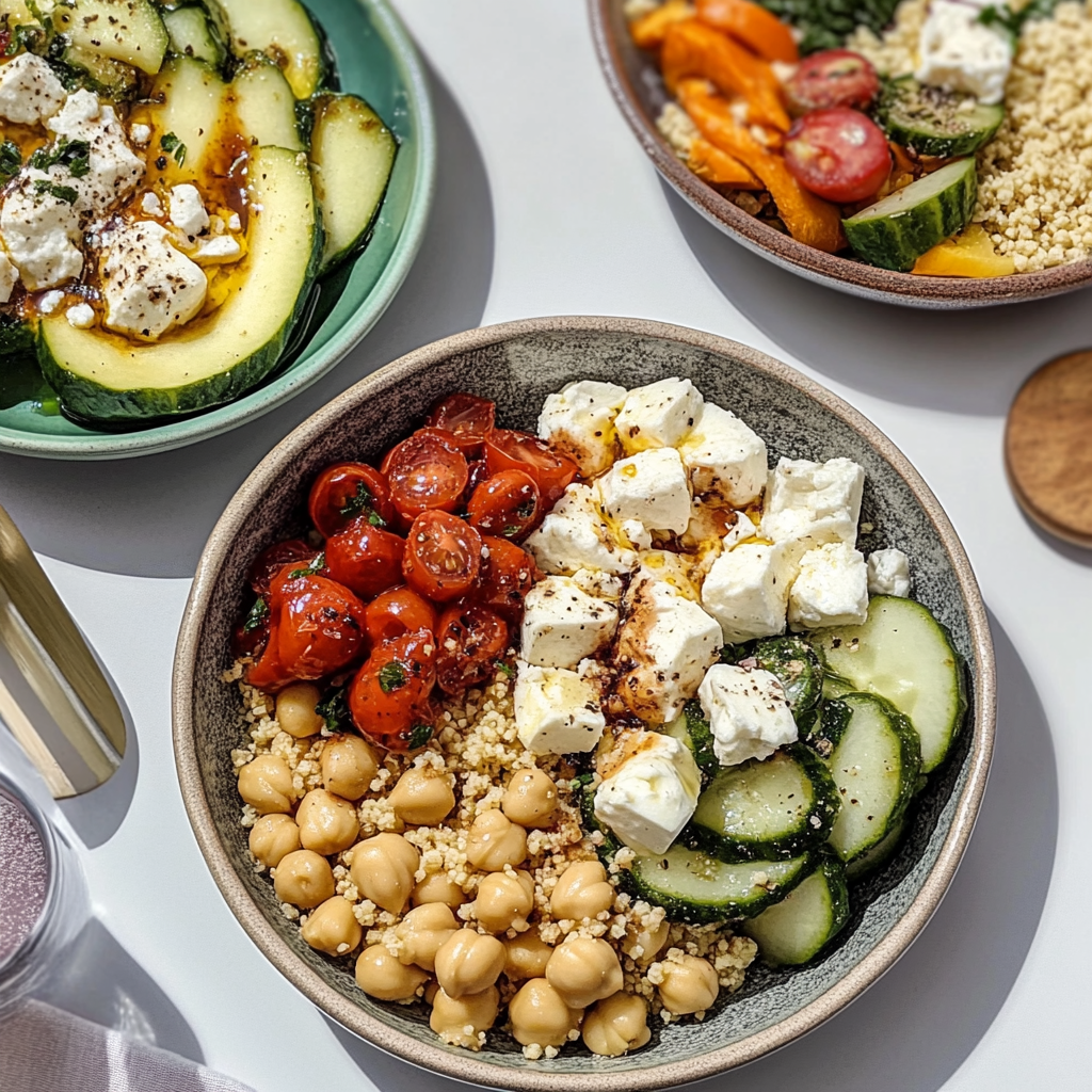 Recipe preparation for Mediterranean Chickpea and Feta Power Bowl