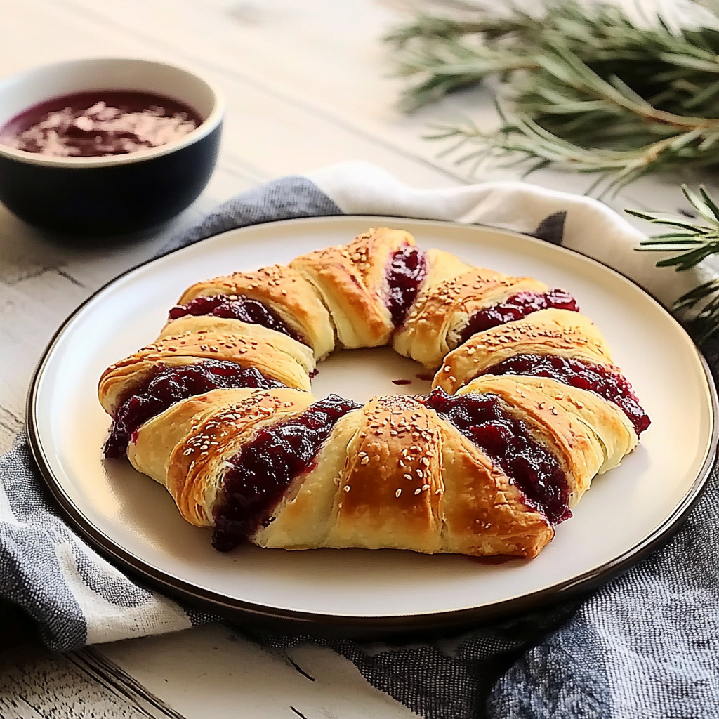 Recipe preparation for Turkey and Brie Croissants with Lingonberry Jam