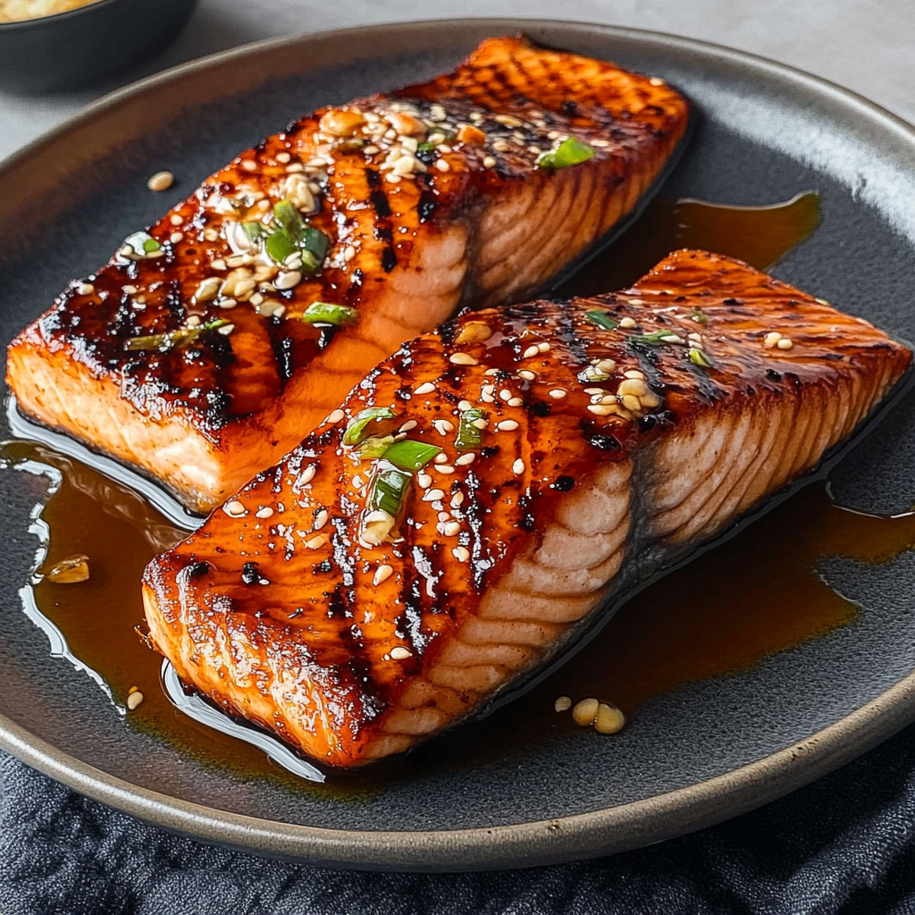 Recipe preparation for Grilled Salmon with Maple Soy Glaze