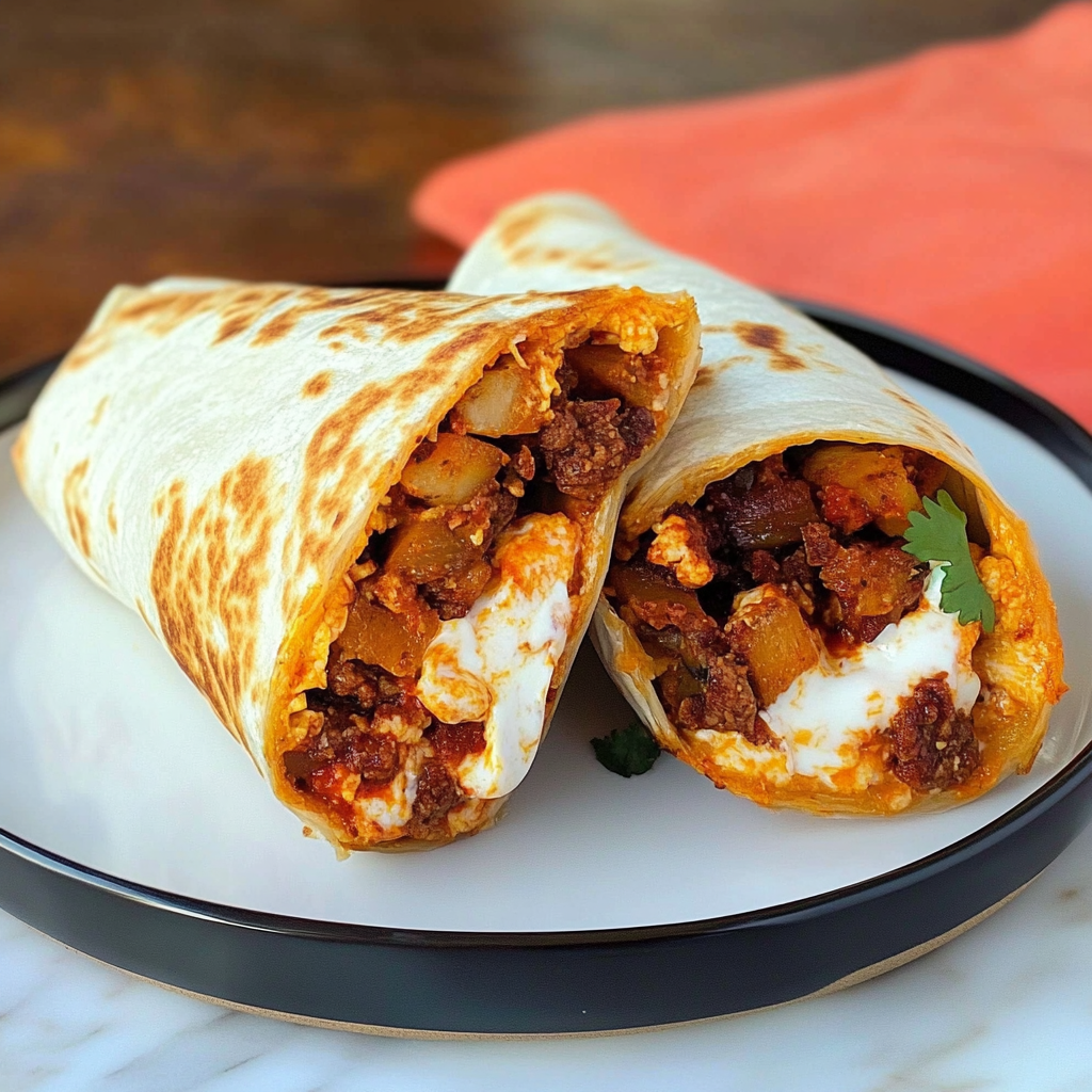 Recipe preparation for Chorizo and Potato Breakfast Burritos