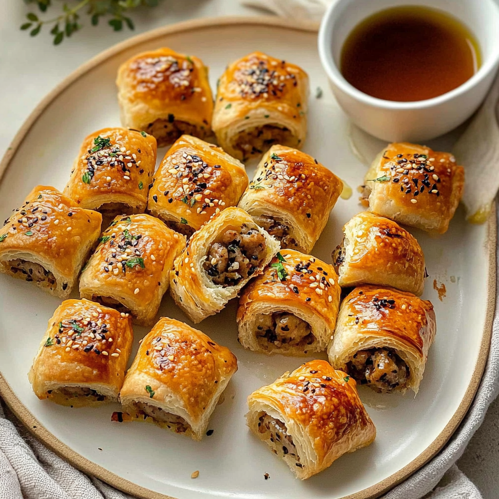 Recipe preparation for Mini Sausage Rolls with Honey Mustard