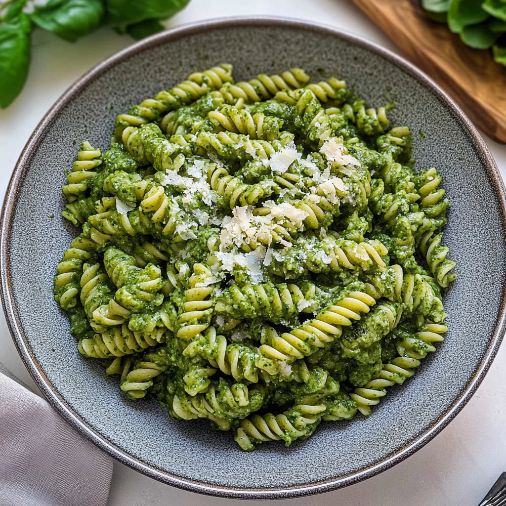 Recipe preparation for Spinach and Walnut Pesto Pasta