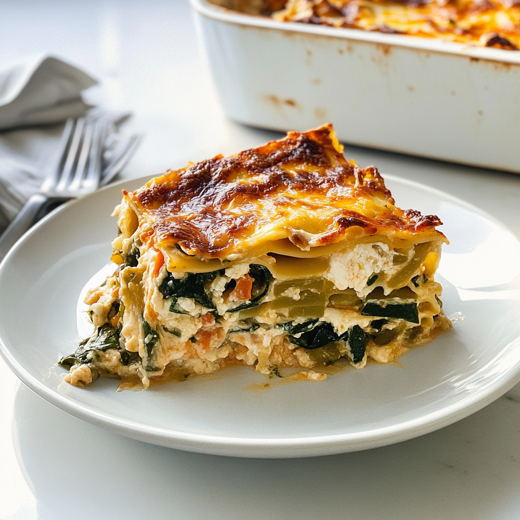 Recipe preparation for Winter Vegetable Lasagna with White Béchamel Sauce