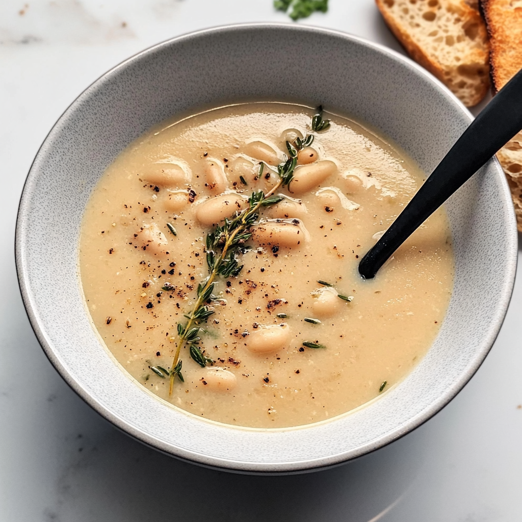 Recipe preparation for Mediterranean White Bean and Rosemary Soup