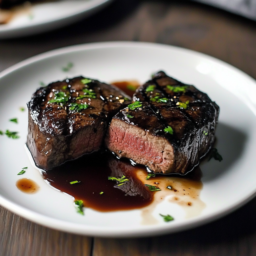 Recipe preparation for Beef Tenderloin with Red Wine and Balsamic Reduction