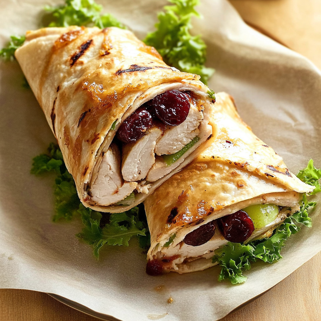 Recipe preparation for Turkey and Cranberry Wraps