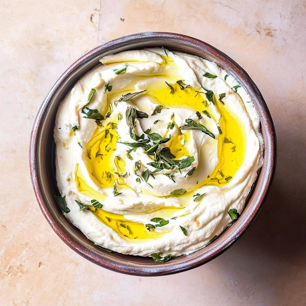 Recipe preparation for Garlic Labneh Dip