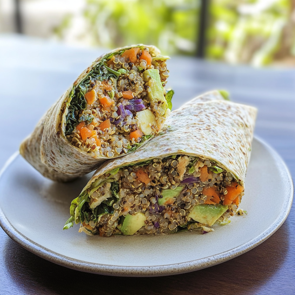 Recipe preparation for Quinoa Veggie Wrap