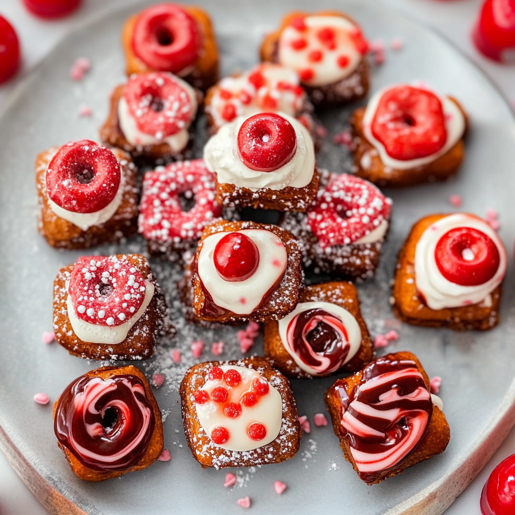 Recipe preparation for Peppermint Bark Pretzel Bites