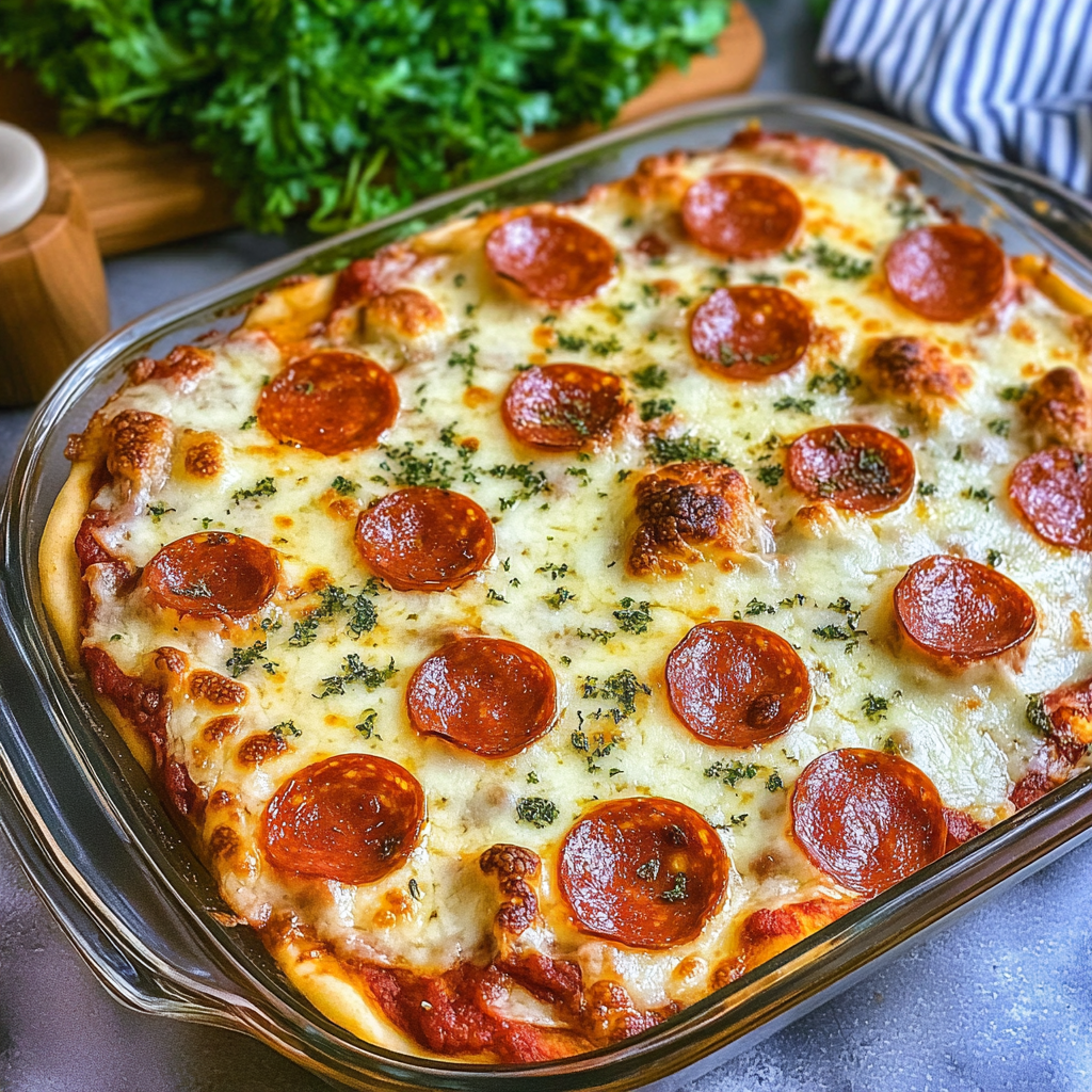 Recipe preparation for Bubble Up Pizza Casserole