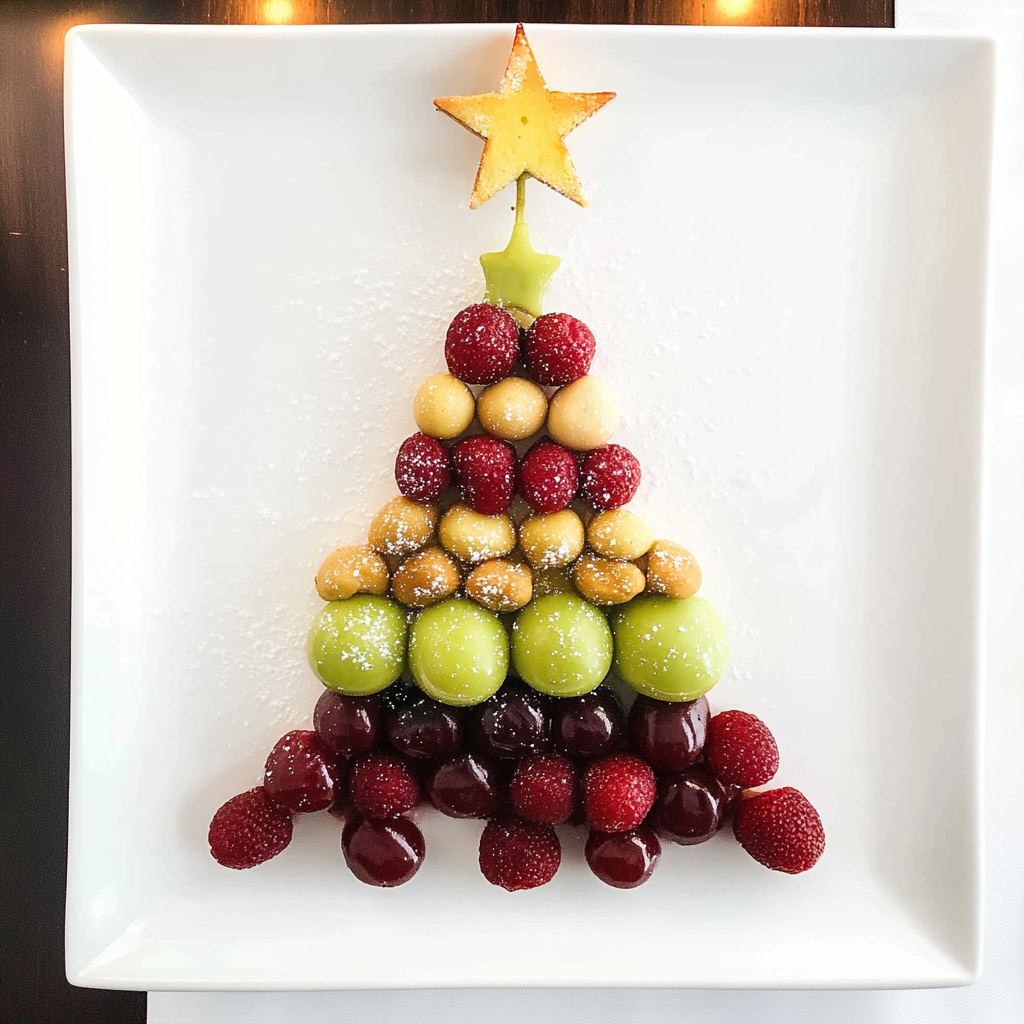 Recipe preparation for christmas tree fruit platter