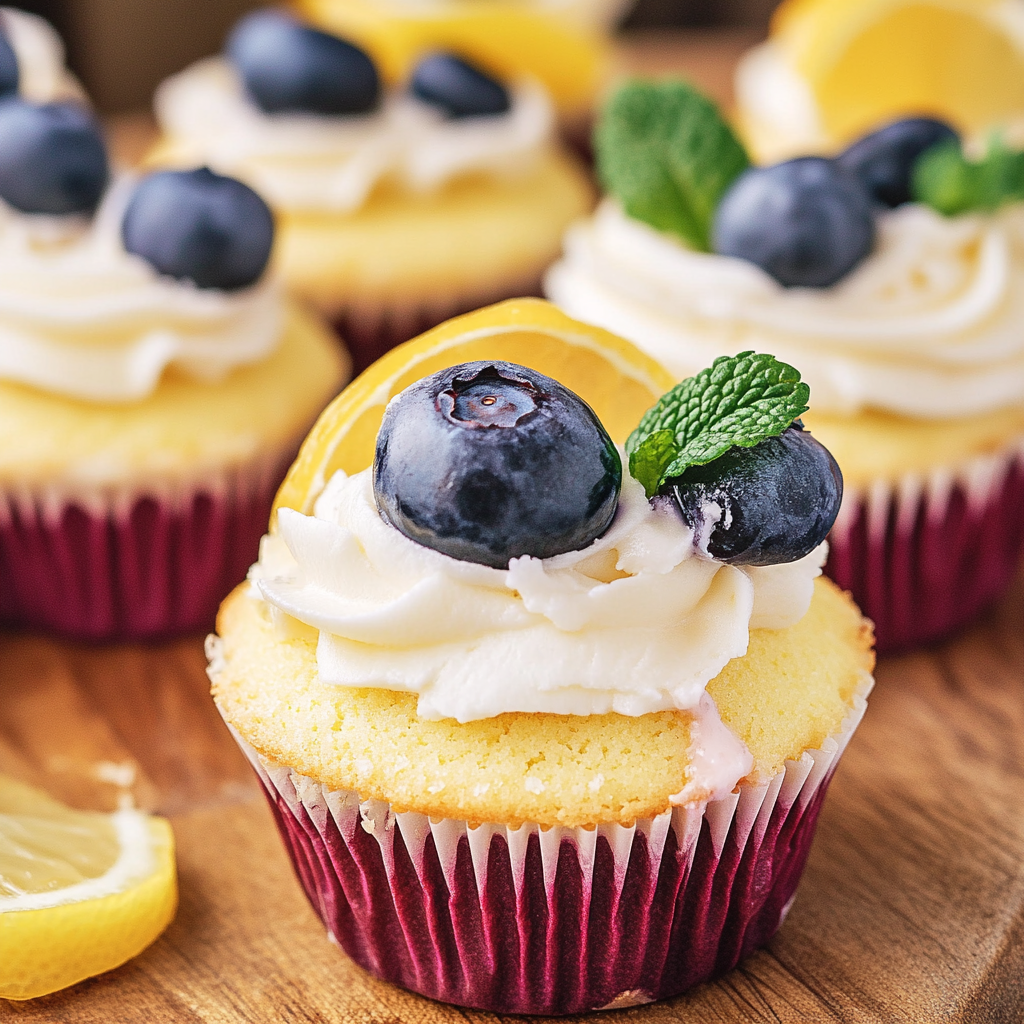 Recipe preparation for Blueberry Lemon Cheesecake Cupcakes