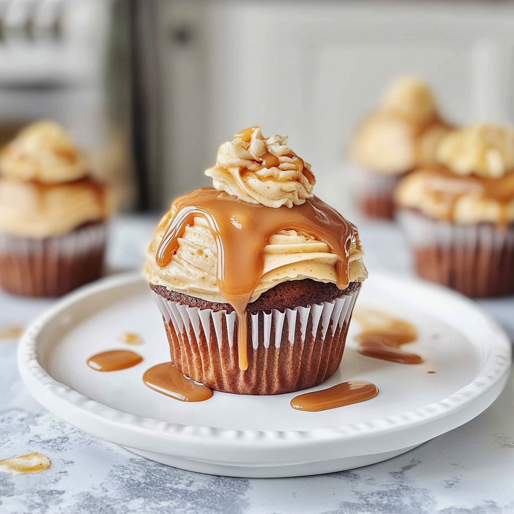 Recipe preparation for Caramel Banana Cupcakes with Toffee Frosting