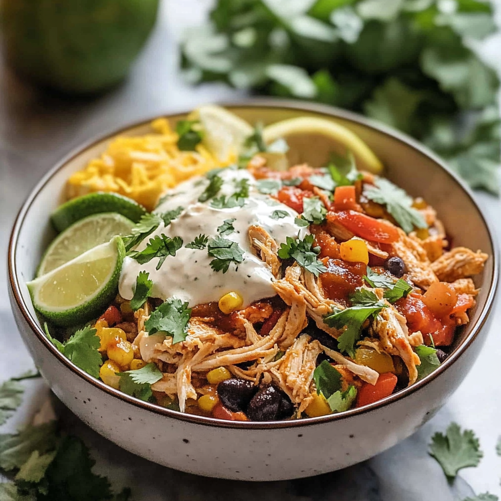Recipe preparation for SLOW COOKER CHICKEN BURRITO BOWL