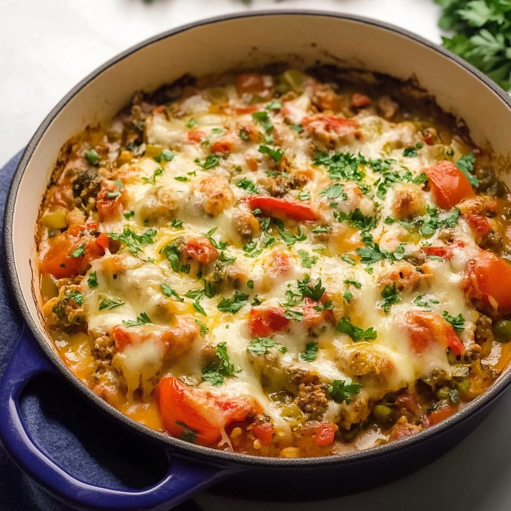 Recipe preparation for STUFFED PEPPER CASSEROLE