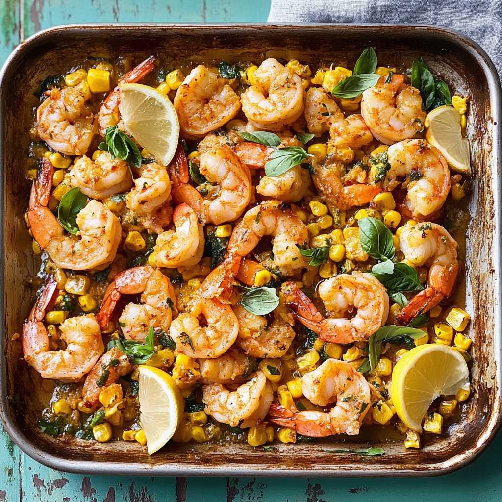 Recipe preparation for sheet pan shrimp and corn