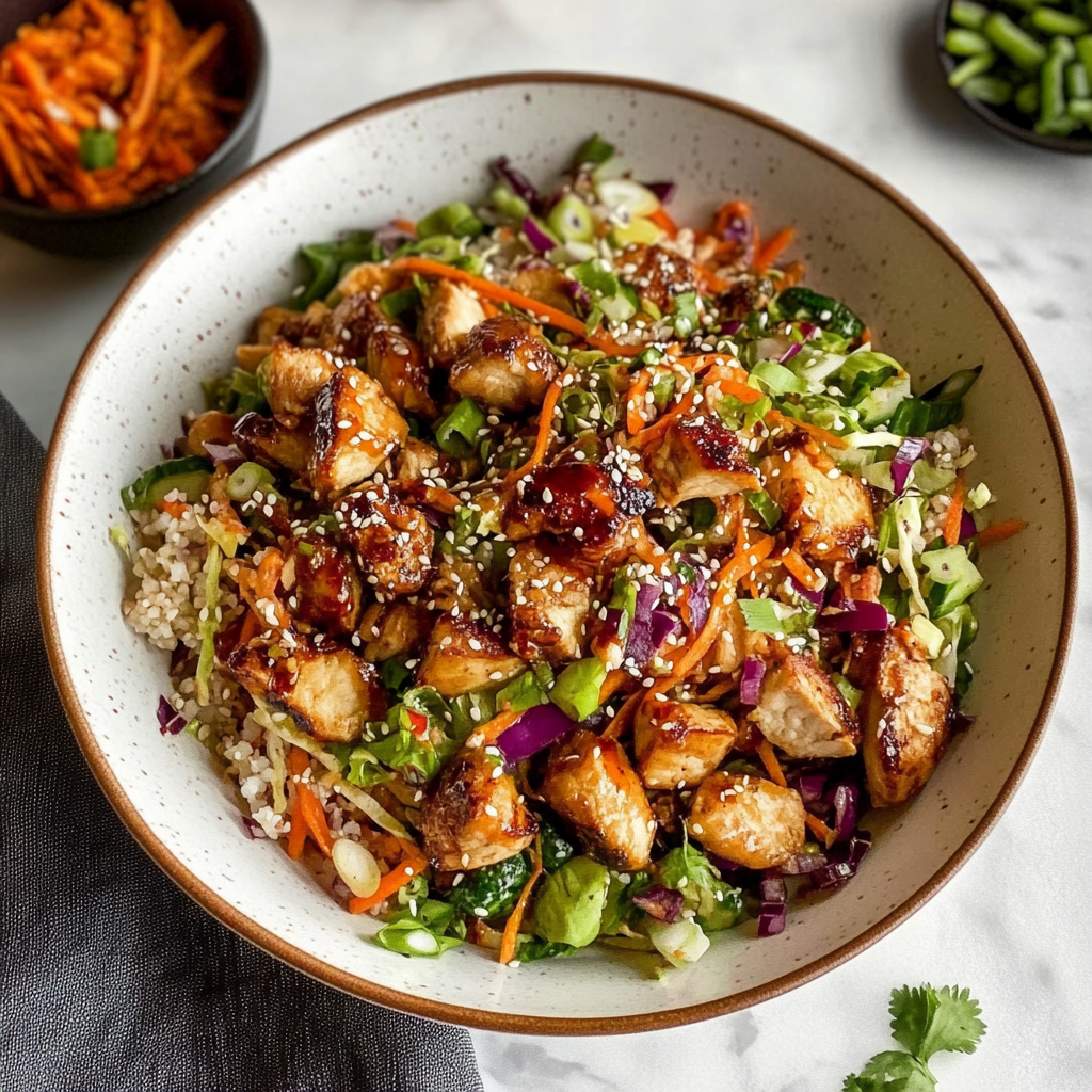 Recipe preparation for asian chicken crunch salad