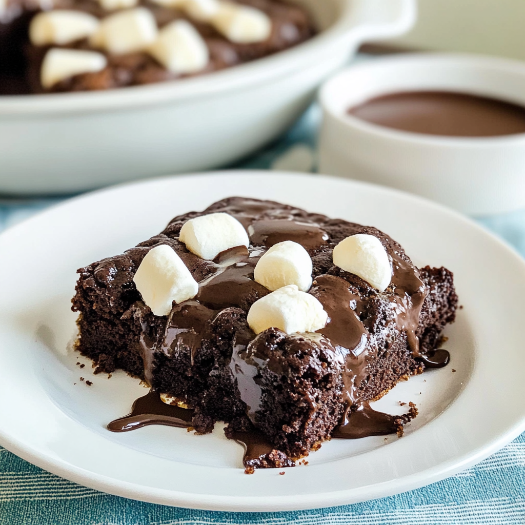 Recipe preparation for Hot Chocolate Marshmallow Dump Cake