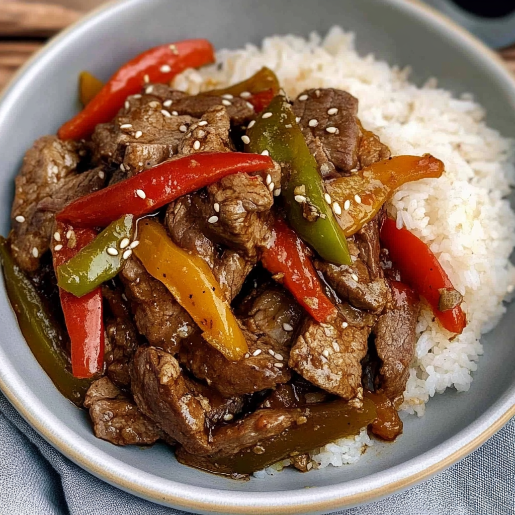 Recipe preparation for slow cooker pepper steak