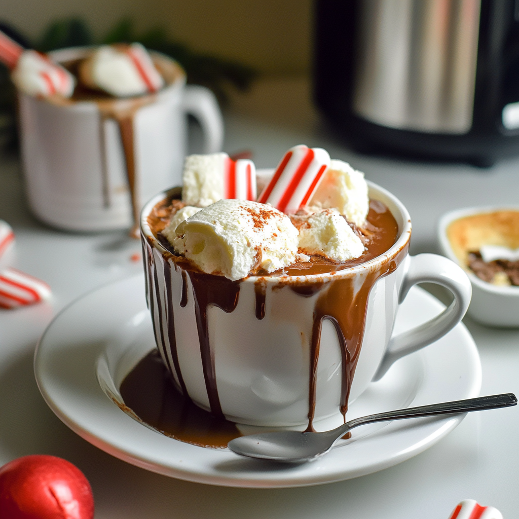Recipe preparation for Slow Cooker Peppermint Hot Chocolate
