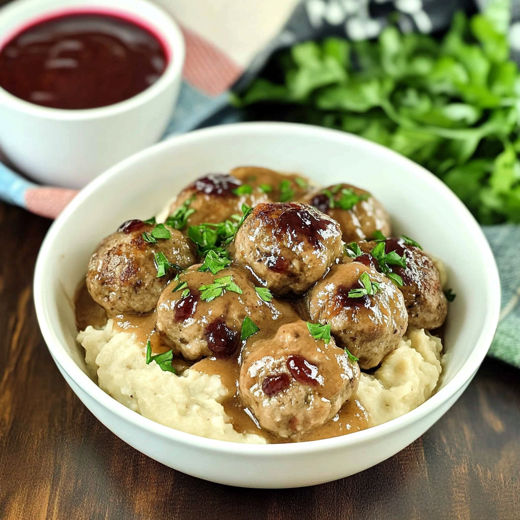 Recipe preparation for Instant Pot Swedish Meatballs with Lingonberry Jam