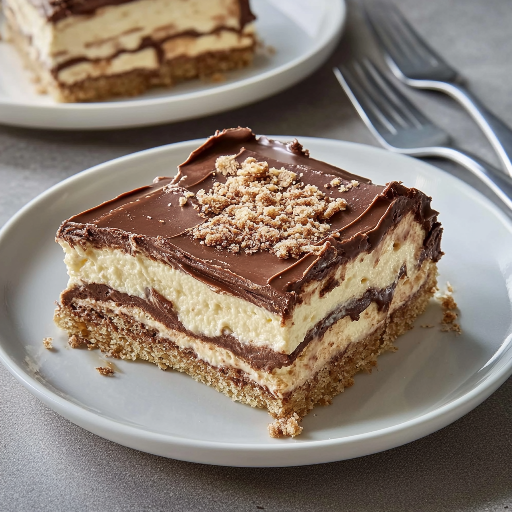 Recipe preparation for No-Bake Chocolate Eclair Cake