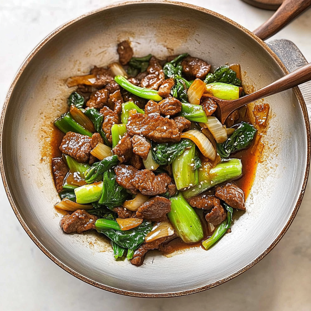 Recipe preparation for Beef Stir-Fry with Baby Bok Choy & Ginger