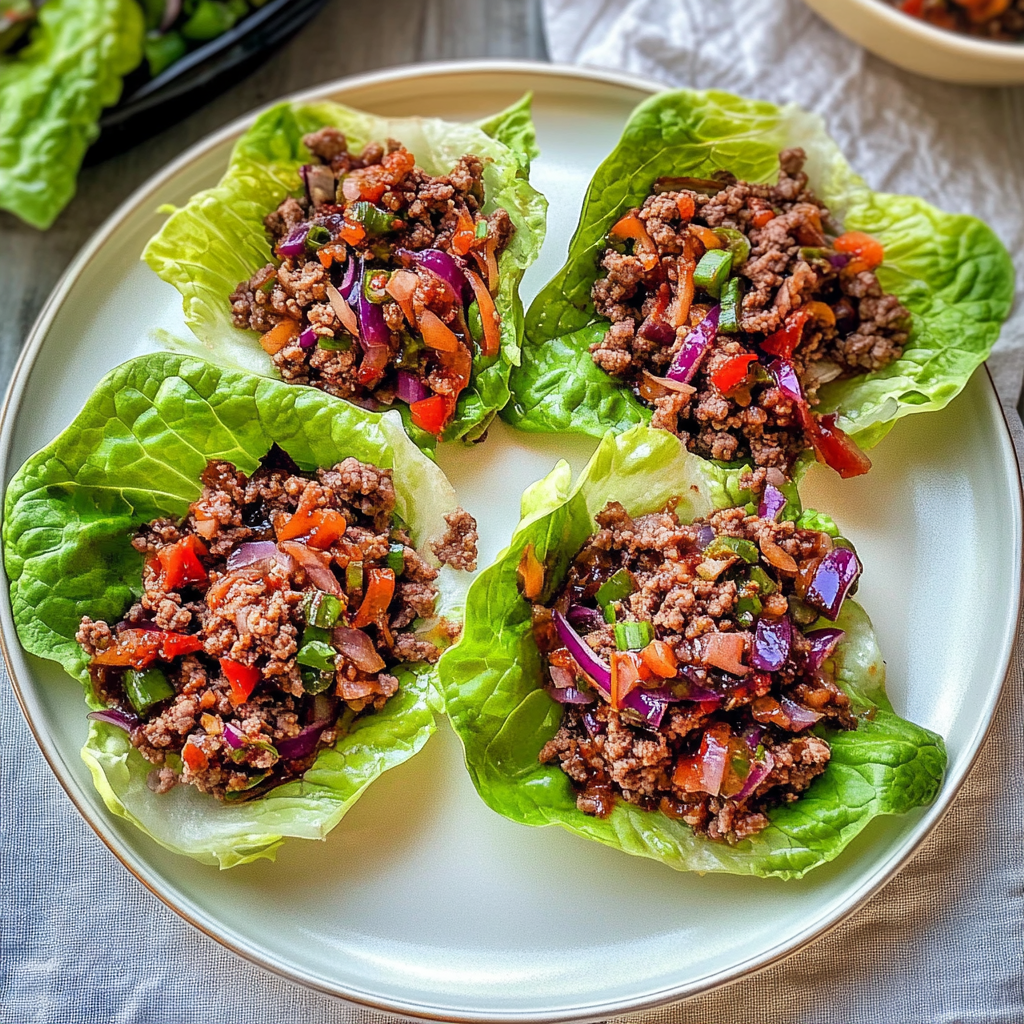 Recipe preparation for Ground Beef Lettuce Wraps