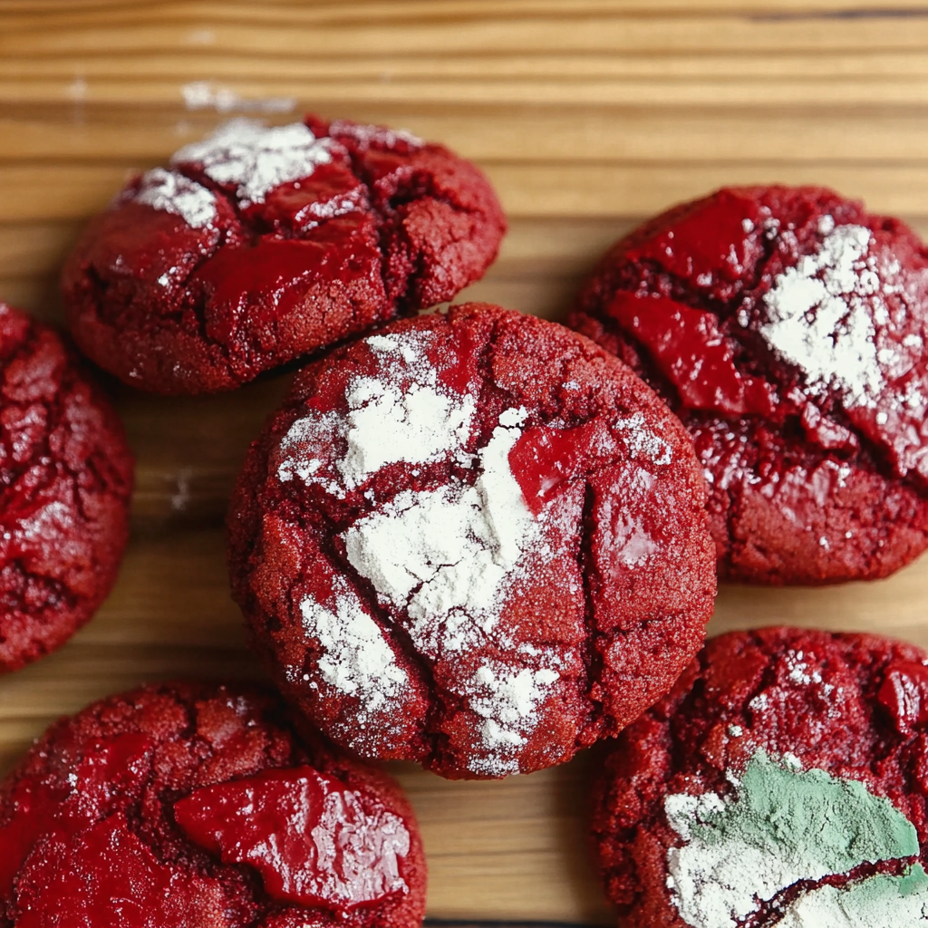 Recipe preparation for Red Velvet Crinkle Cookies