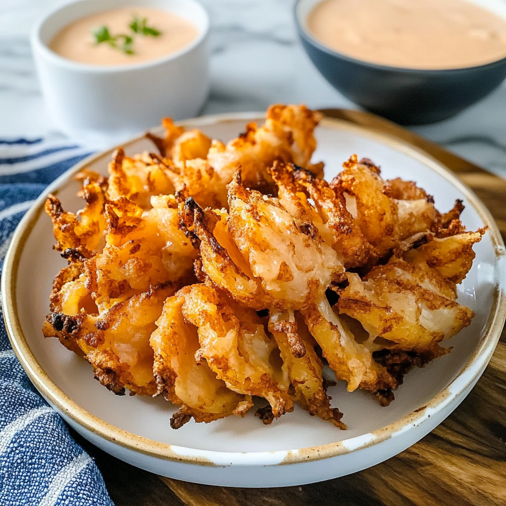 Recipe preparation for Crispy Air Fryer Blooming Onion