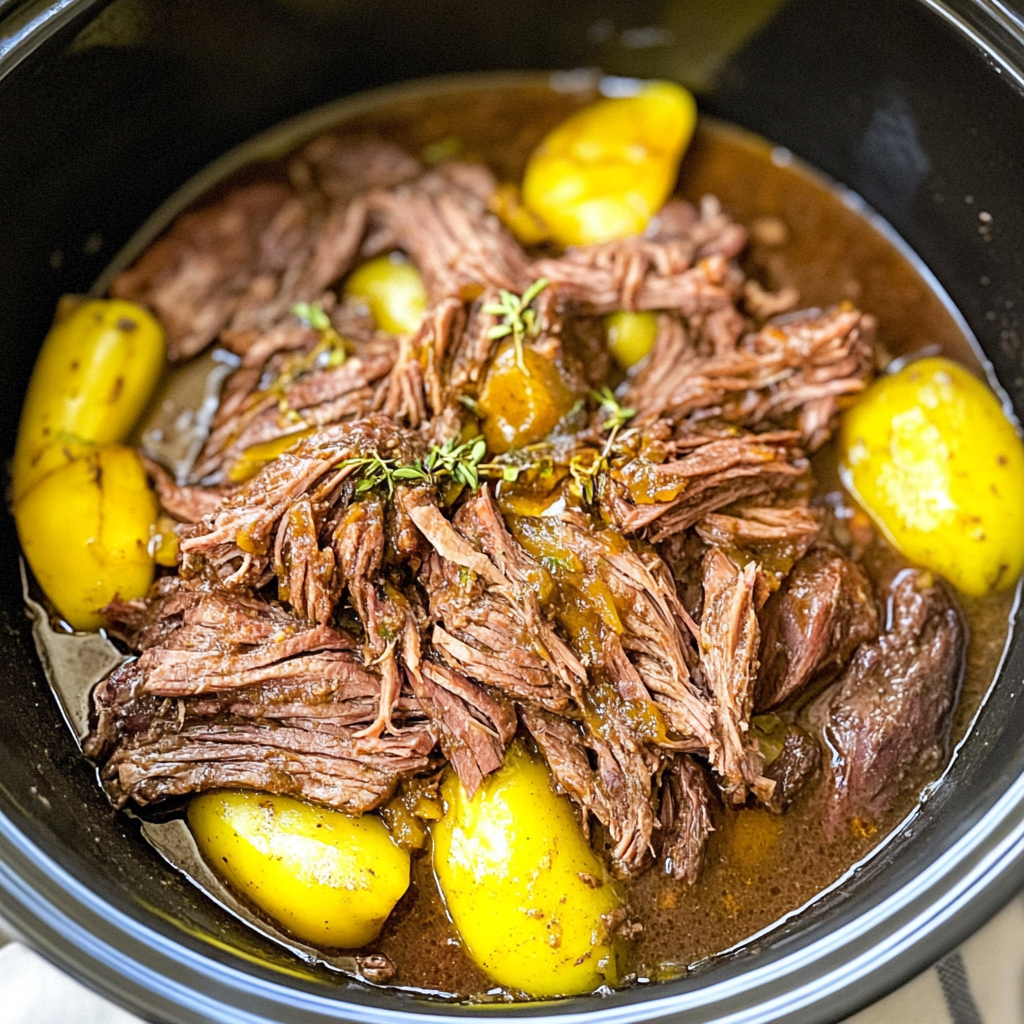 Recipe preparation for Slow Cooker Mississippi Pot Roast
