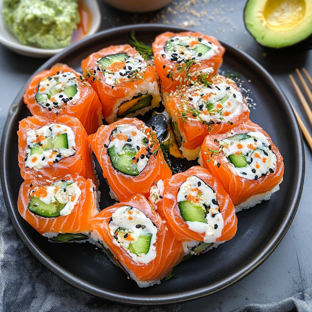 Recipe preparation for Cucumber Salmon Rolls