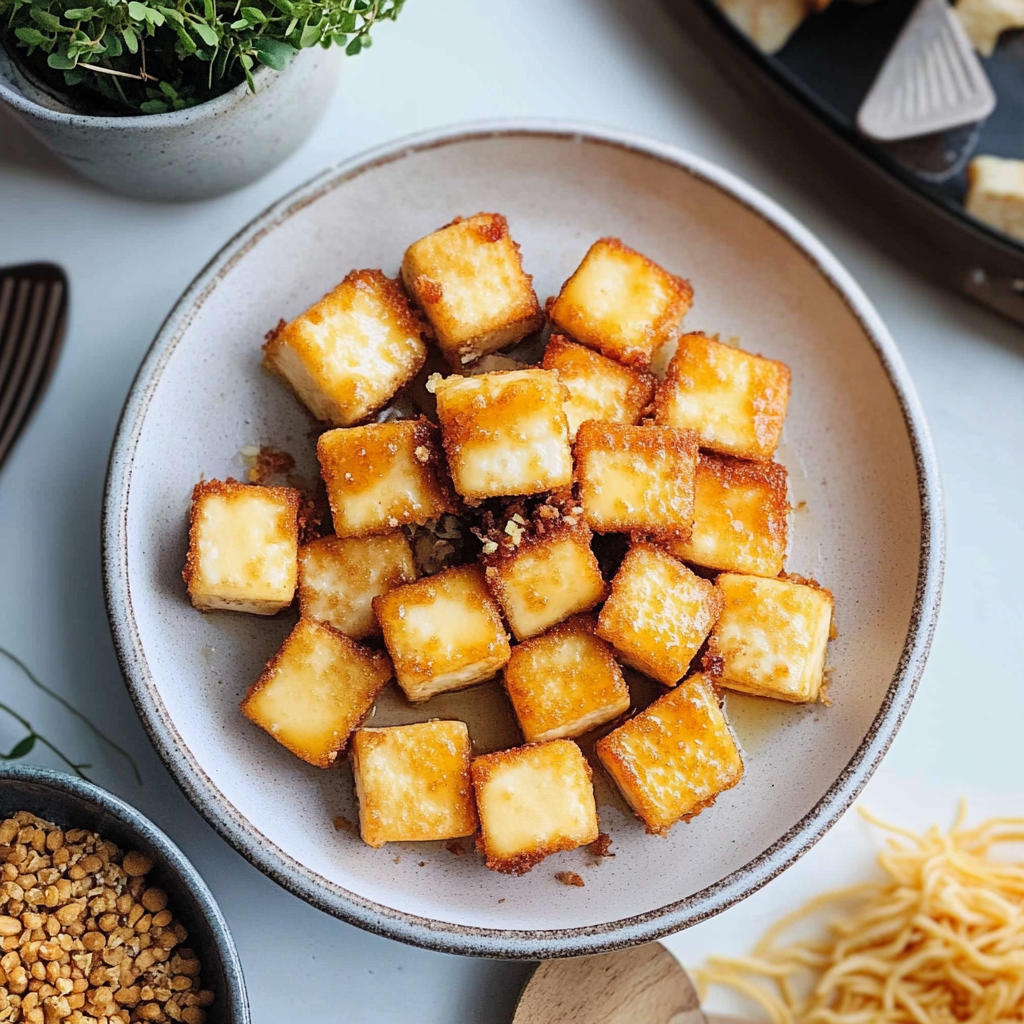 Recipe preparation for Crispy Tofu Cubes
