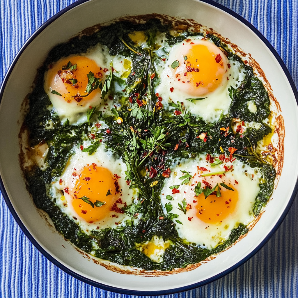 Recipe preparation for Green Shakshuka Cups