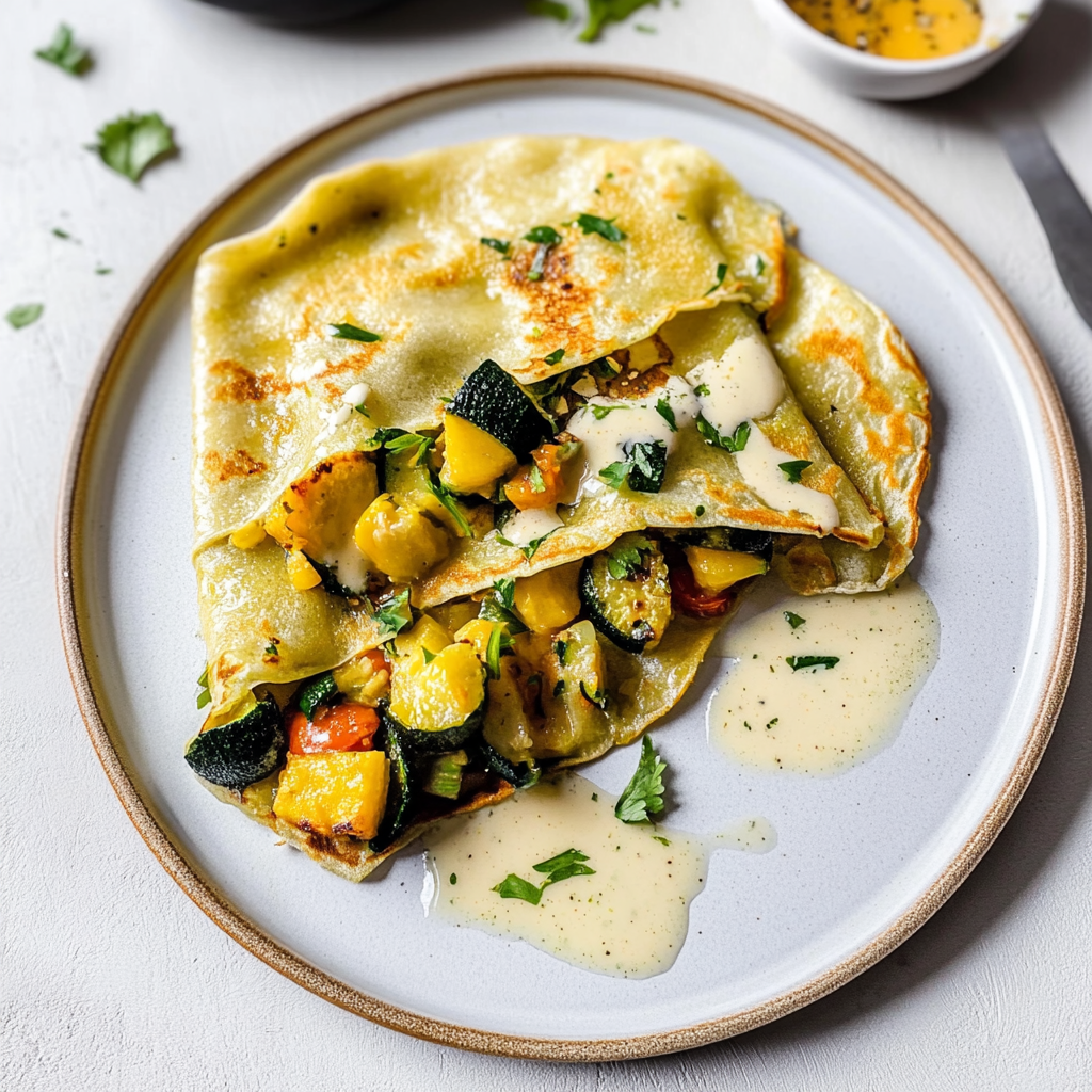 Recipe preparation for Savory Veggie Crepes
