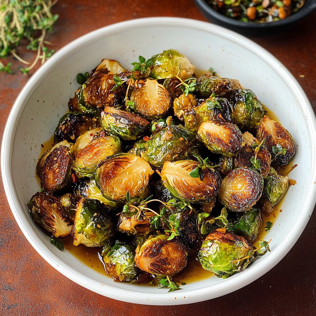 Recipe preparation for Roasted Brussels Sprouts with Hot Honey