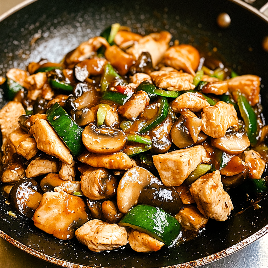 Recipe preparation for Italian Chicken, Mushrooms & Zucchini Skillet