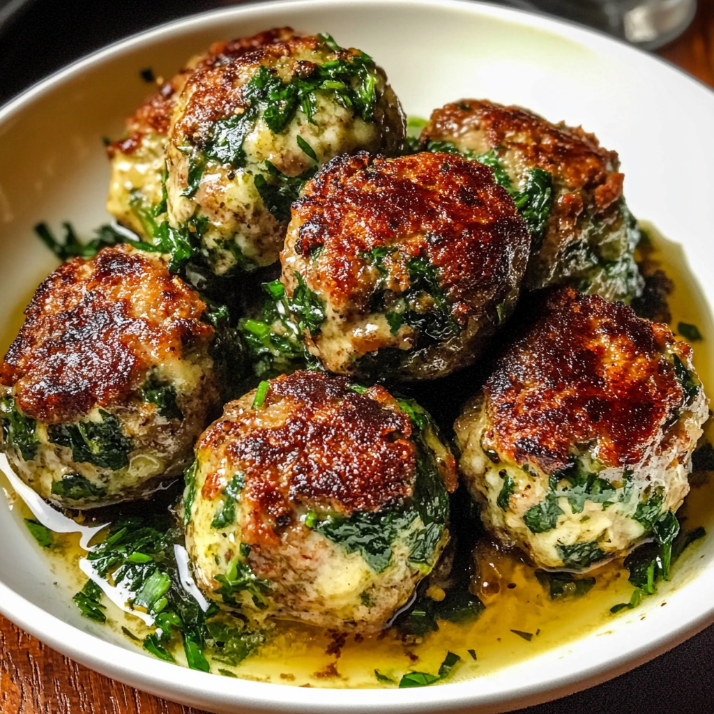 Recipe preparation for Spinach & Garlic Meatballs