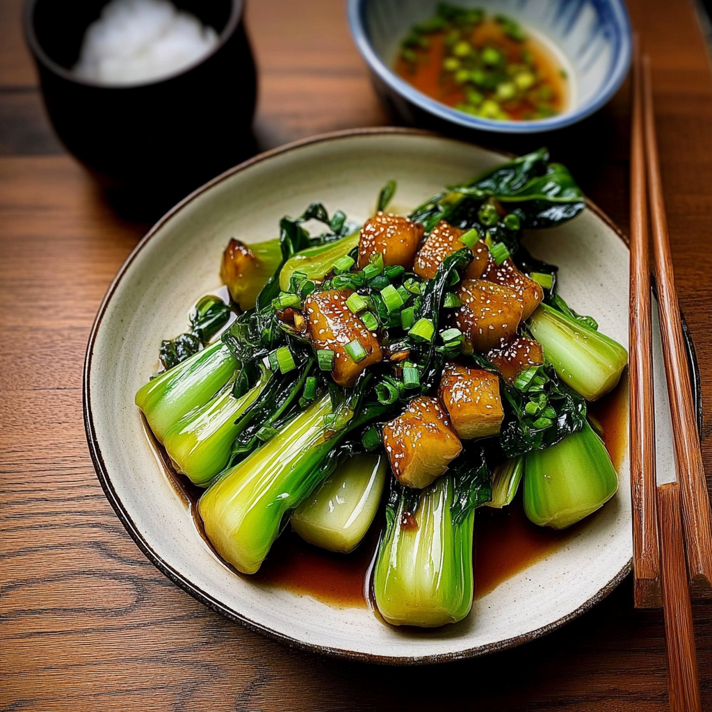 Recipe preparation for Charred Bok Choy with Garlic & Soy Glaze