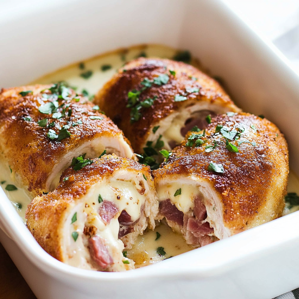 Recipe preparation for Chicken Cordon Bleu Slides