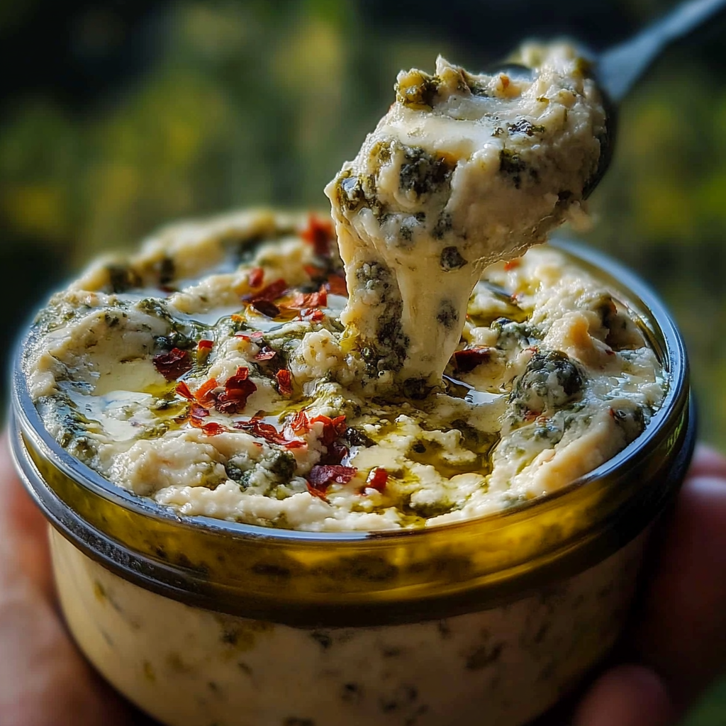 Recipe preparation for Olive Lovers’ Dream Dip – Creamy Feta & Green Olive