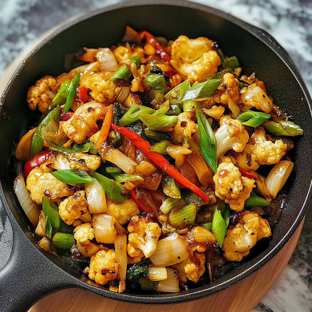 Recipe preparation for 30-Minute Kung Pao Cauliflower & Cabbage Stir-Fry