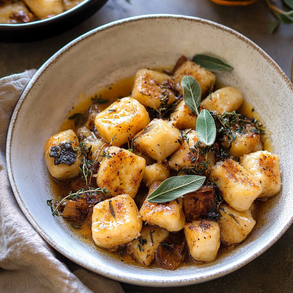 Recipe preparation for Sheet Pan Ricotta Gnocchi with Browned Butter & Sage