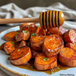 Sheet Pan "Melting" Sweet Potatoes with Hot Honey